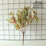 Who2021lesale green plant wall simulation flower foreign trade green plant decoration wedding holding 6 eyebrow leaves