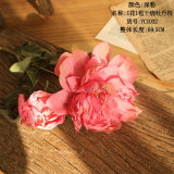 Manufacturer's home decoration cross border wholesale wedding artificial flower 1 flower 1 bud dry burned peony branch