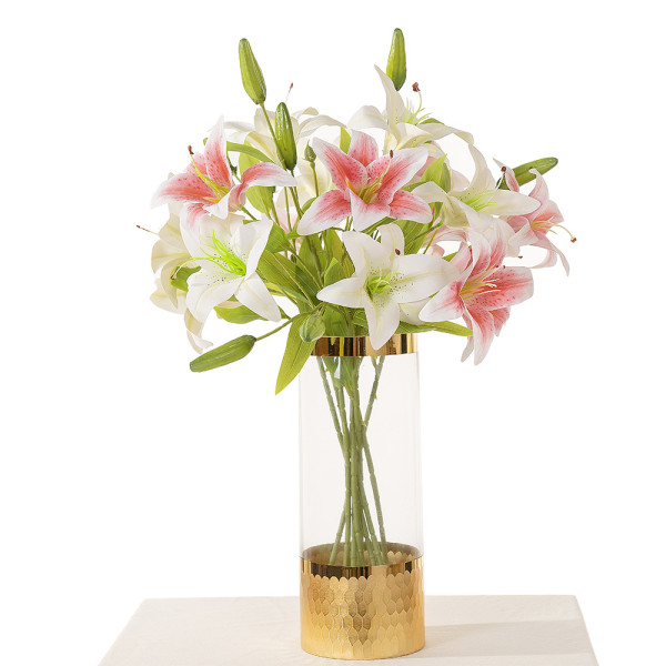 Manufacturer simulation flower home decoration cross border wedding wholesale double headed 3D printing Lily