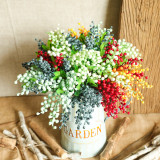 2021Manufacturers wholesale cross-border simulation flower wedding decorations green plant five head berry string