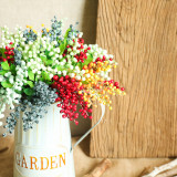 2021Manufacturers wholesale cross-border simulation flower wedding decorations green plant five head berry string