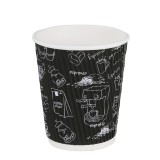 12oz Customized Printed Disposable Ripple Wall Insulated Paper Coffee Cups