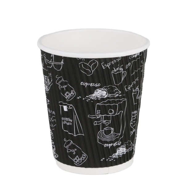 12oz Customized Printed Disposable Ripple Wall Insulated Paper Coffee Cups