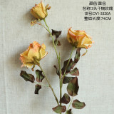 2021Manufacturer's cross-border wedding wholesale simulation flower home decoration 3 dry burned roses