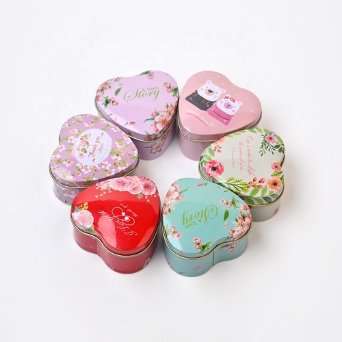 custom printing colorful Widely used  gift candy heart shape flower tin box for Valentine's Day