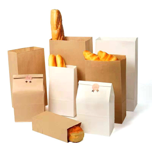 Custom Logo Bread Packaging Kraft Paper Bag Eco Friendly Bag For Food Cookies