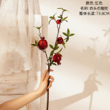 Wholesale manufacturer real branch simulation flower home decoration cross border wedding four head pomegranate fruit