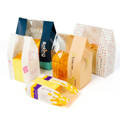 Food Grade Custom Logo Kraft Bread Paper Bag For Bread Packaging Paper Bag With Window
