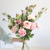 2021Artificial flowers wholesale wedding decoration family simulation flower cross border export 3 head corner roses
