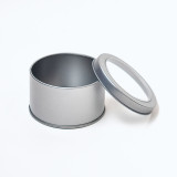 wholesale Custom Design Silver White Round Gift Plain USB Tin Box With PVC Window