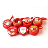 Best Selling Christmas Pattern Printed Round  Headset Coin Purse Tinplate Coin Bag