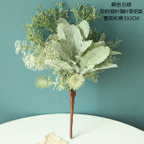Manufacturer simulation flower green plant wholesale wedding cross border decorations with grass silver leaf Chrysanthemum