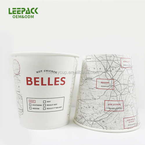 Recycle Eco Friendly Non-Plastic Custom Printed 32oz-170oz Fried Chicken Popcorn Paper Buckets Take Away Food Packaging