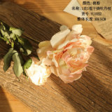Manufacturer's home decoration cross border wholesale wedding artificial flower 1 flower 1 bud dry burned peony branch