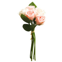 2021Manufacturers wholesale cross border simulation flower wedding decorations green plants 6 head rose bouquets