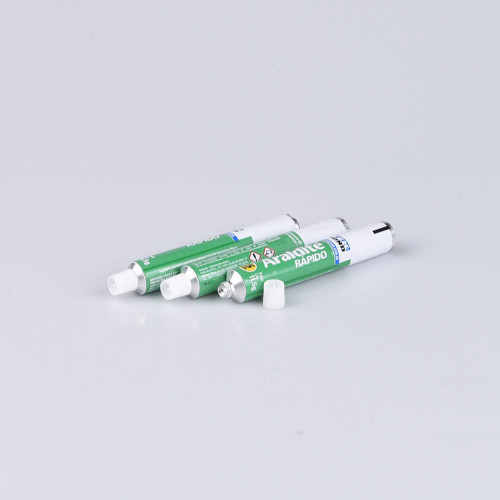 Colorful aluminium ointment collapsible tube with extended nozzle
