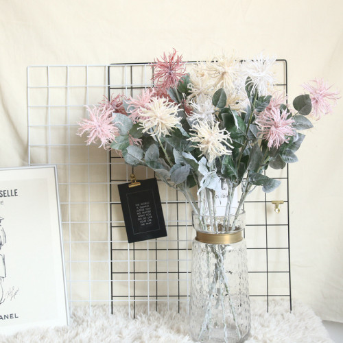 Wholesale arrangement of simulated flowers family decoration wedding holding flowers road guide flocked sea urchin