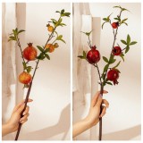 Wholesale manufacturer real branch simulation flower home decoration cross border wedding four head pomegranate fruit