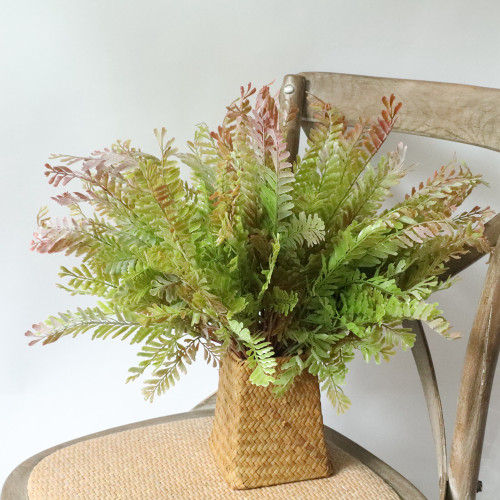 2021Artificial leaves of touch phoenix tail grass export indoor green plant wall simulated flower micro landscape