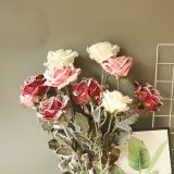 2021Manufacturers wholesale simulation flowers wedding decorations cross-border green plants snow roses