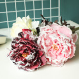 2021Manufacturer wholesale simulation flower home decoration cross border Wedding Christmas snow Peony