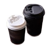 8oz  Hot Drink Eco Friendly Corrugated Ripple Wall Paper Coffee Cup With Lid