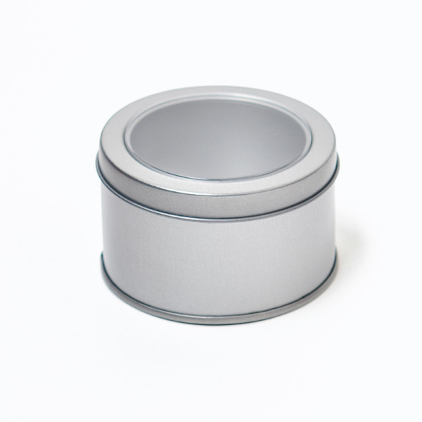 wholesale Custom Design Silver White Round Gift Plain USB Tin Box With PVC Window