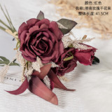 2021Manufacturers wholesale green plants cross-border decorations Wedding Rose dry bouquet