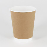 16oz Biodegradable double wall kraft paper coffee cup with lid