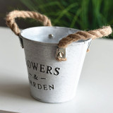 Hemp Rope Tin Bucket Vase Decoration Flower Shop Succulent Flower Pot Wholesale