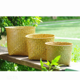Nordic Handmade Straw Basket Hand Woven Basket Household Living Room Flower Pot Ornament Rattan Basket Decoration