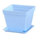 Creative E-friendly Biodegradable Seqaure Colorful Plastic Plant Pots Succulent Flower Pots With Saucer Plant Pots