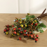 Various ornaments flower arrangement matching materials table and tea table decoration simulated rose fruit bundle