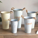 Dried Flower Bucket High Flower Bucket Flower Shop Decoration Tin Bucket American Floor Vase