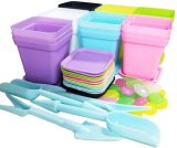 Colorful Square Plastic Plant Pot Planter Sets With Tray Saucer 20pcs Colorful Luminous Stones And 2 Transplanting Tools