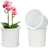 Root-controlled Imitation Porcelain Large Resin FlowerPots Succulents Wholesale Planters Plastic Flower Pots With Tray