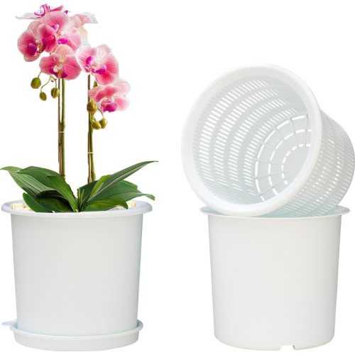Root-controlled Imitation Porcelain Large Resin FlowerPots Succulents Wholesale Planters Plastic Flower Pots With Tray