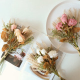 2021Manufacturers wholesale wedding home decoration cross border simulation flowers baked rose dried flowers