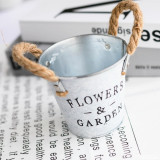 Hemp Rope Tin Bucket Vase Decoration Flower Shop Succulent Flower Pot Wholesale
