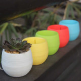 Creative Colorful Cartoon Plastic Flowerpot Succulent Plant Pot Round Mini Lazy Flower Pot