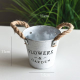 Hemp Rope Tin Bucket Vase Decoration Flower Shop Succulent Flower Pot Wholesale