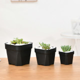 Mini Square Plastic Plant Flower Pot Home Office Decor Planter Colorful With Pots Trays Green Plant Artificial