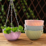 Creative Plastic Chain Basket Home Flower Pot Planter Hanging Decoration Plant Garden Supply