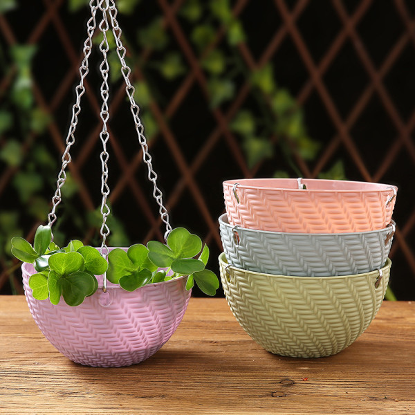 Creative Plastic Chain Basket Home Flower Pot Planter Hanging Decoration Plant Garden Supply