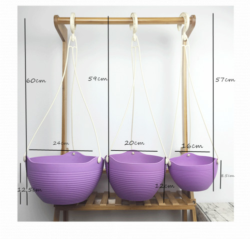 Round Plastic Hanging Basket Flower Pot 6'' 8'' 10''  Garden Plant Chain Planters Decoration Supplies