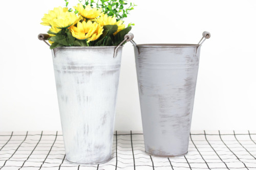Galvanized Flower Vase Metal Flower Bucket Pots Planter Home Decorative Metal Indoor Pots For Flowers