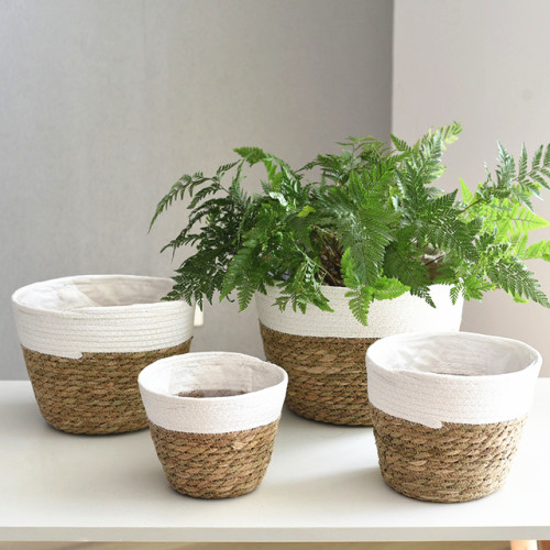 Straw Succulent Potted Plant Flower Pot Seaweed Woven Handmade Crafts Flower Basket
