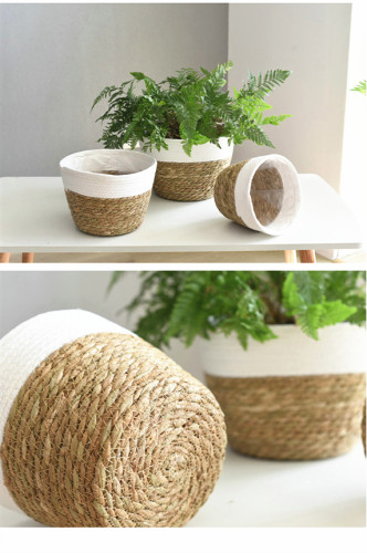 Straw Flowerpots Succulent Potted Plants Family Green Plants Seaweed Woven Handmade Crafts Woven Basket