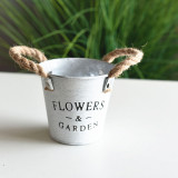 Hemp Rope Tin Bucket Vase Decoration Flower Shop Succulent Flower Pot Wholesale