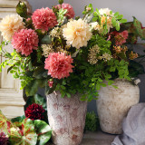2021Living room dining table flower arrangement artificial flower decoration decoration flower set simulation 2 head Dahlia